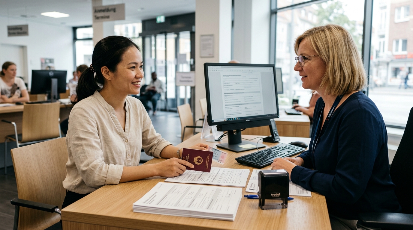 Người Việt làm thủ tục Anmeldung tại Bürgeramt Đức