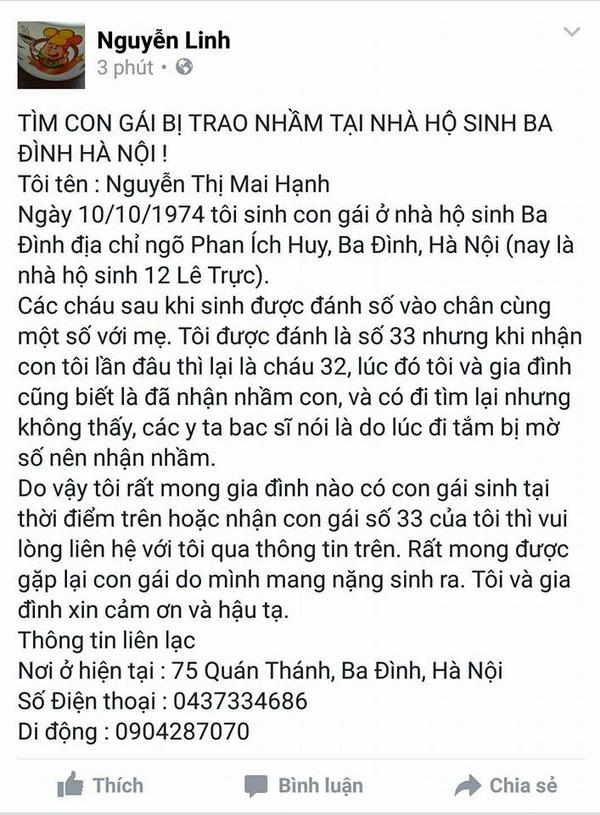 Chuyện như phim giữa Hà Nội: Gia đình hơn 40 năm nuôi “nhầm” con - 0