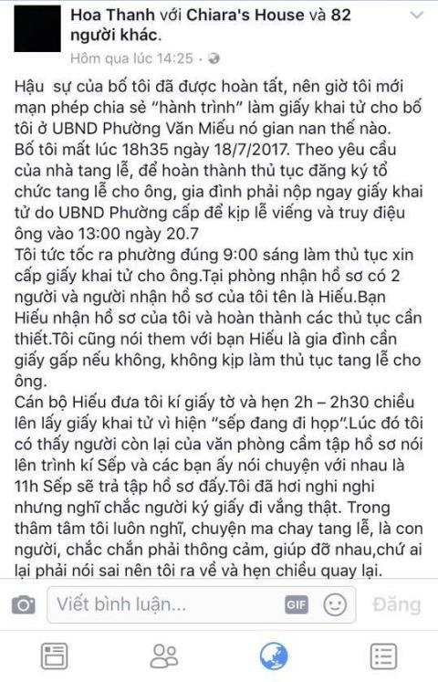 Lót tay phường mới chứng tử cho bố: Dân bảo có, cán bộ nói không - 1