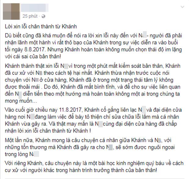 Tát phụ nữ mang thai, Khánh Casa gọi điện và xin lỗi trên Facebook, cử nhân viên đến gặp - 1