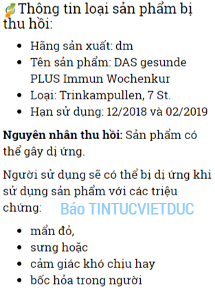 dm thu hoi san pham thuc pham chuc nang