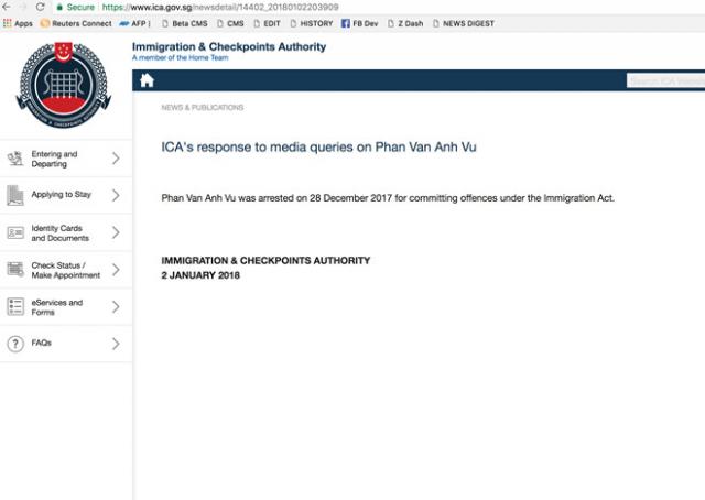 Singapore xác nhận đang tạm giữ ông Phan Van Anh Vu - 1