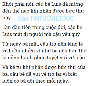 cau chuyen cam dong tu nuoc duc viet thu cho nguoi ba da mat cau be nhan duoc dieu bat ngo