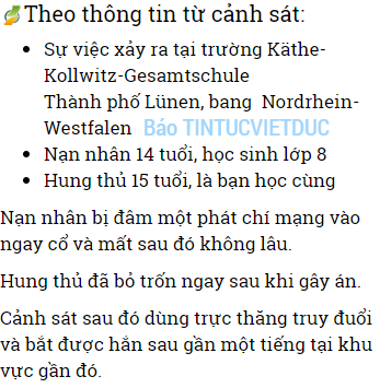 chan dong bi ban hoc dam ngay giua san truong mot hoc sinh o duc tu vong tai cho