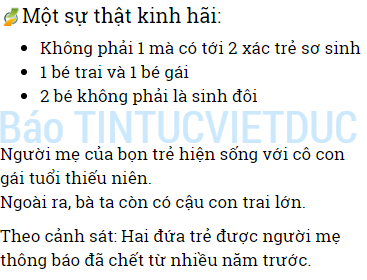 duc kinh hoang phat hien 2 thi the tre so sinh trong tu da nghi pham chinh la me ruot