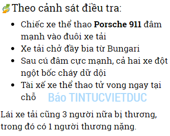 kinh hoang tai nan tren cao toc duc dam xe tai cho bia ca hai xe chay ngun ngut tai xe chet tham