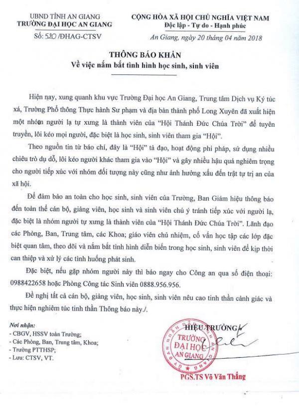 Tà đạo Hội Thánh Đức Chúa Trời lan xuống miền Tây, hàng loạt trường đại học đưa cảnh báo - 0