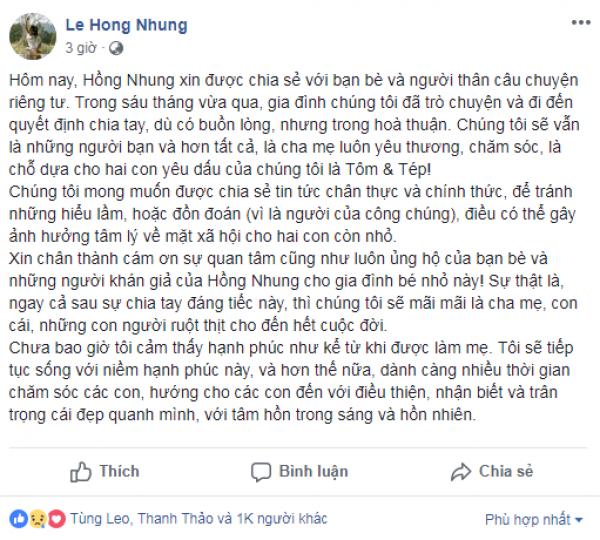 Hồng Nhung bất ngờ tuyên bố cuộc hôn nhân với chồng Tây tan vỡ - 0