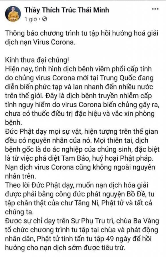 42 2 Tru Tri Chua Ba Vang Lai Gay Soc Khi Bay Cach Hoa Giai Dich Cum Virus Corona