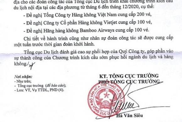 42 2 Tong Cuc Du Lich Xin 400 Ve May Bay Chang Nhe Lai Huy Van Ban