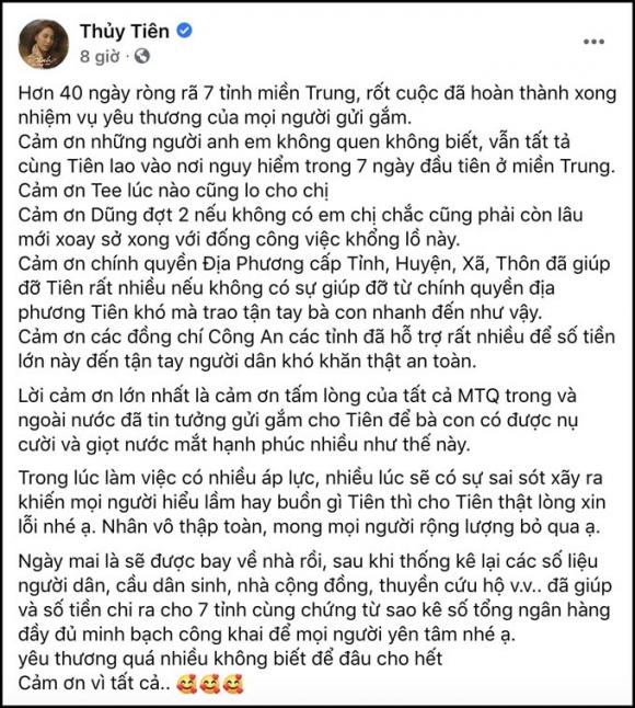 42 2 Thuy Tien Ket Thuc Hon 40 Ngay Vien Tro Mien Trung Hua Hen Cong Khai Sao Ke Minh Bach