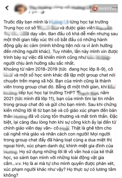 1 Soc Xon Xao Nu Sinh Ha Noi Bi Co Giao Van Lap Group Noi Xau Che Beo Nguc Nhu Bat O To