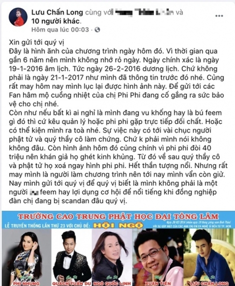 1 Luu Chan Long Cuoi Cung Da Tung Bang Chung Xac Thuc Vu Phi Nhung Het Gia Cat Xe Cat Co Thach Nu Ca Si Khoi Kien