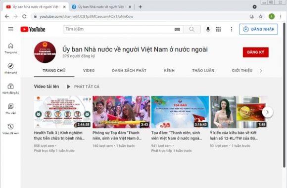 2 Trang Youtube Va Facebook Chinh Thuc Cua Uy Ban Nha Nuoc Ve Nguoi Viet Nam O Nuoc Ngoai