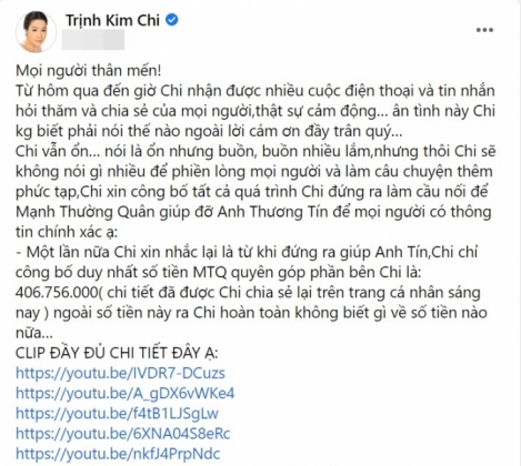 2 Trinh Kim Chi Tung Bang Chung Ve So Tien Quyen Gop Cho Ns Thuong Tin Buon Long Nhan Nhu Dan Anh 1 Dieu