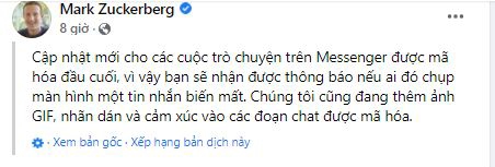 2 Mark Zuckerberg Bat Ngo Cho Biet Facebook Messenger Da Cap Nhat Tinh Nang Thong Bao Khi Nguoi Khac Chup Anh Man Hinh