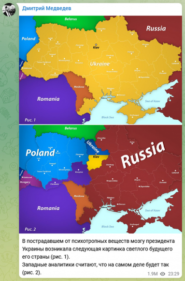 2 Cuu Tong Thong Nga Medvedev Dua Ban Do Mo Ta Tuong Lai Ukraine Gay Xon Xao