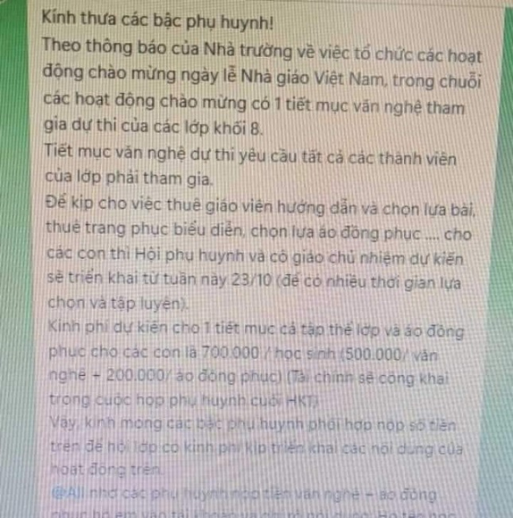 2 Xon Xao Thong Tin Thu 700000 Donghoc Sinh Phuc Vu Ngay Nha Giao Viet Nam