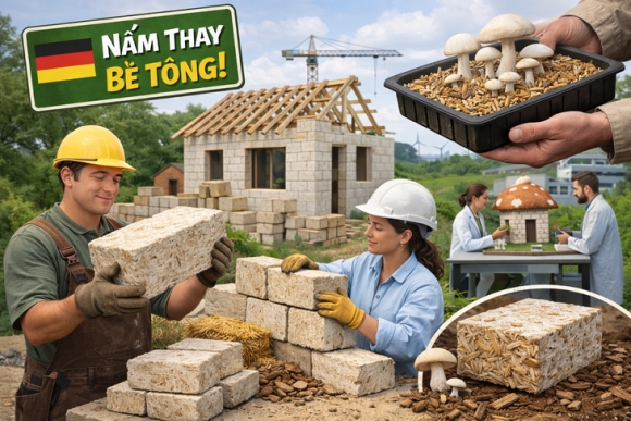 Khoa học Đức gây bất ngờ: Dùng nấm thay bê tông để xây nhà