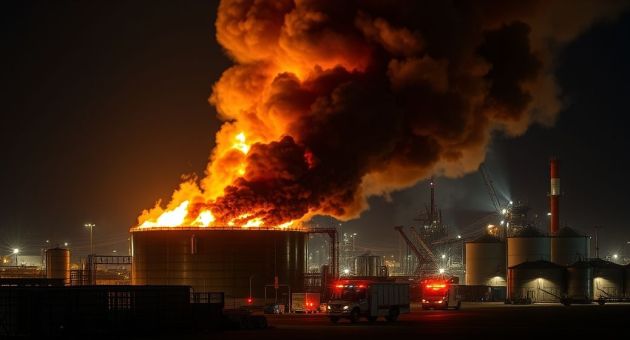 Kho xăng dầu ở Crimea bốc cháy dữ dội sau một cuộc tấn công bằng drone