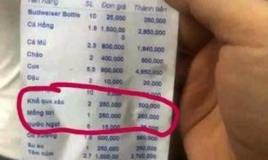Thêm nhà hàng ở Nha Trang 'chém' 3 đĩa rau 750.000 đồng