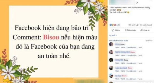 Nhiều fanpage tại Việt Nam đã lừa người dùng comment 'Bisou' để kiểm tra an...