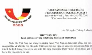 Hội hữu nghị Việt Nam–Đức gửi thư thăm hỏi bà con vùng lũ ở 2 bang