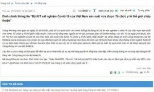 Bộ KH&CN đính chính thông tin 'kit test COVID-19 của Việt Á được WHO chấp thuận'