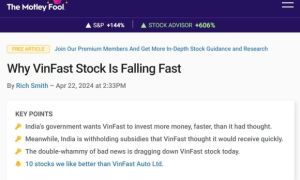 Tin từ Ấn Độ khiến cổ phiếu VinFast giảm nhanh